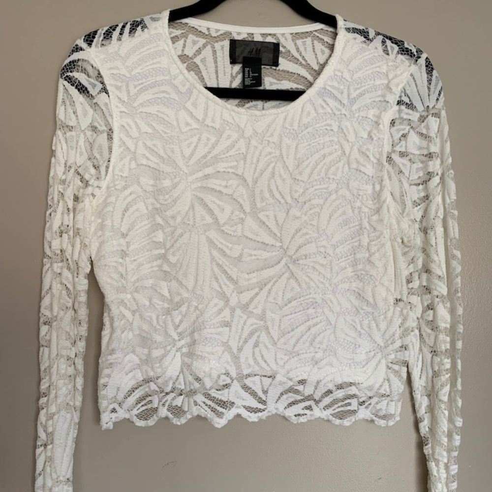 H&M  White Lace Blouse - Size L